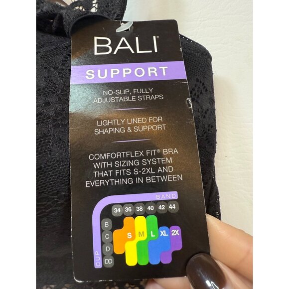 NWT Bali Comfort Revolution Lace Bra Size 20L Black Supportive Fit (bin DD192) - Picture 10 of 10